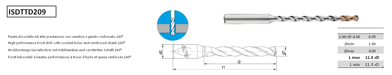 Swiss-Drill ISDTTD209 avec arrosage interne Swiss-Drill ISDTTD209 avec arrosage interne