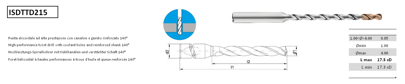 Swiss-Drill ISDTTD215 avec arrosage interne Swiss-Drill ISDTTD215 avec arrosage interne